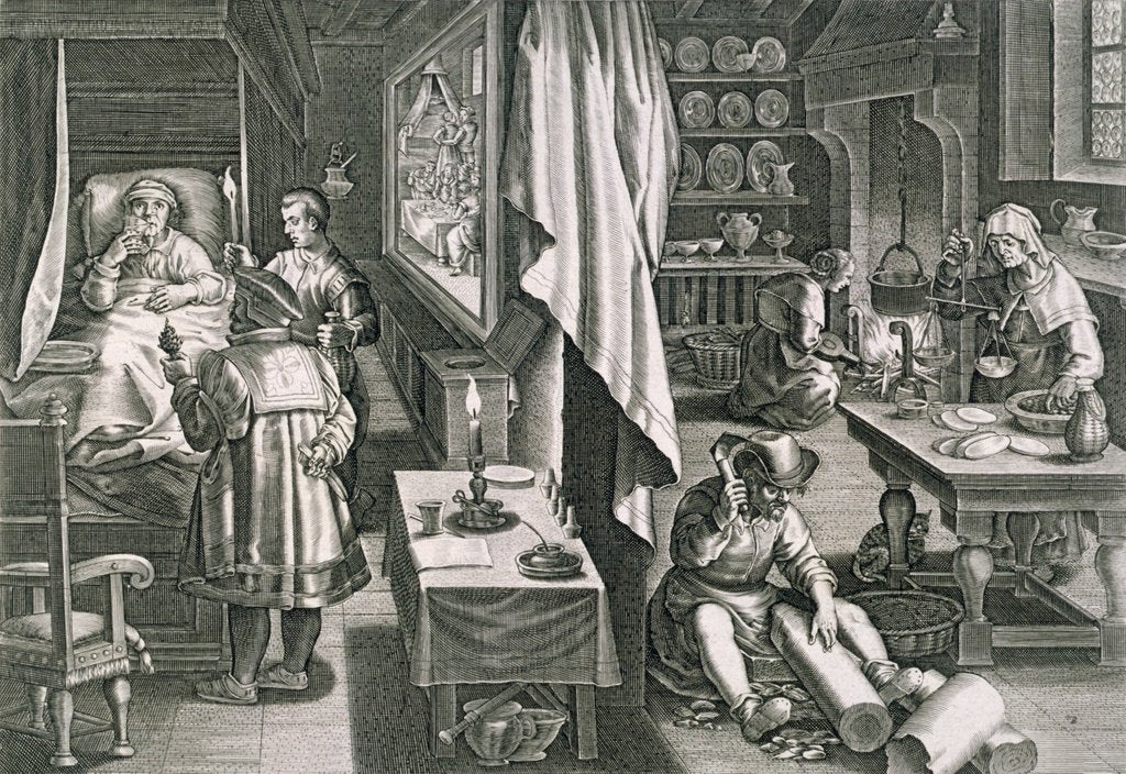 Detail of The Apothecary, engraved by Theodoor Galle, after Jan van der Straet by Theodoor Galle