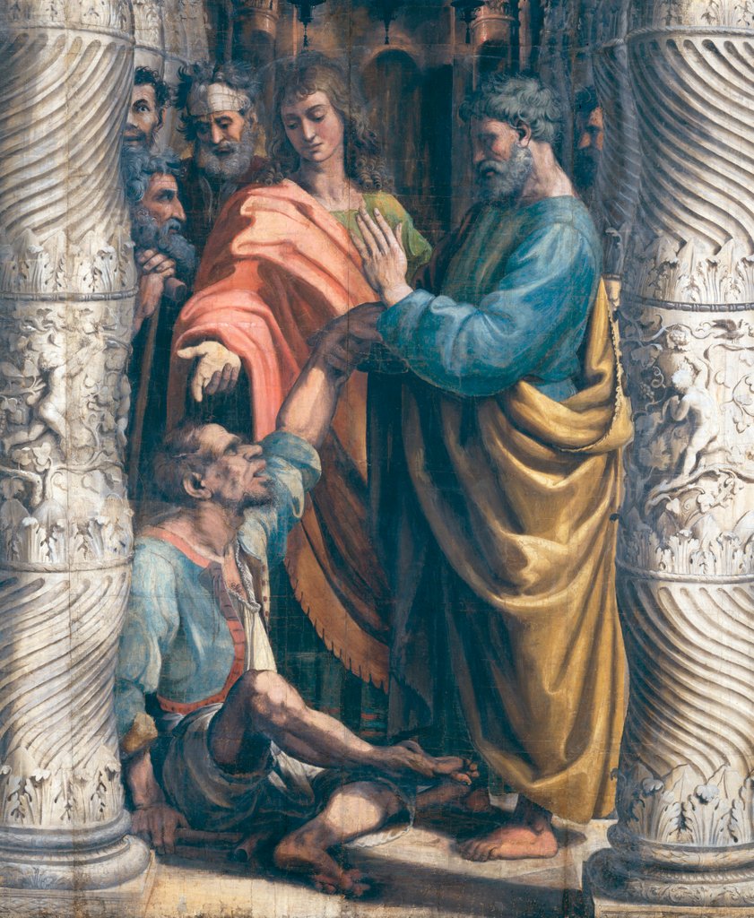 Detail of The Healing of the Lame Man, detail by Raphael