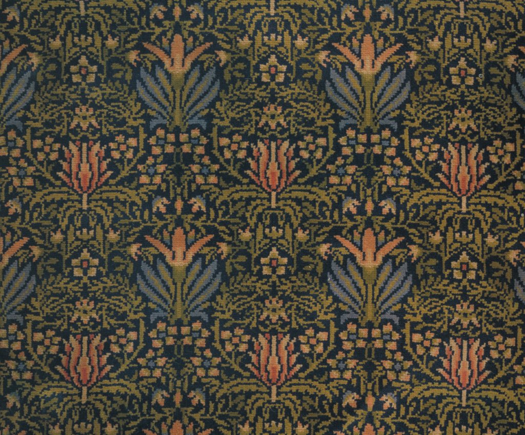 Detail of Tulip and Lily Wilton carpet by William Morris