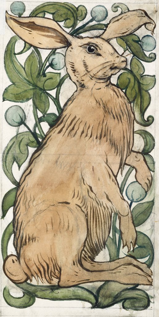 Detail of Seated hare and fruiting foliage by William Frend De Morgan
