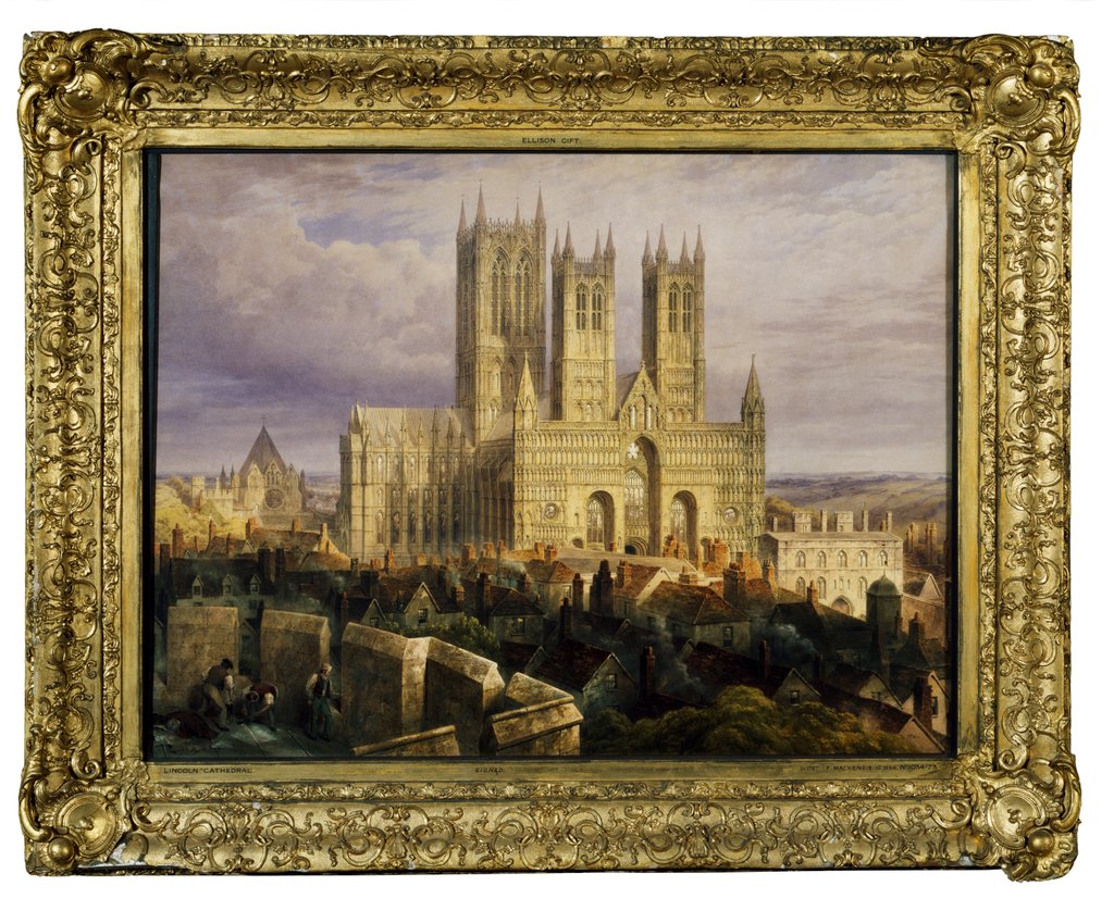 Detail of Lincoln Cathedral by Frederick Mackenzie