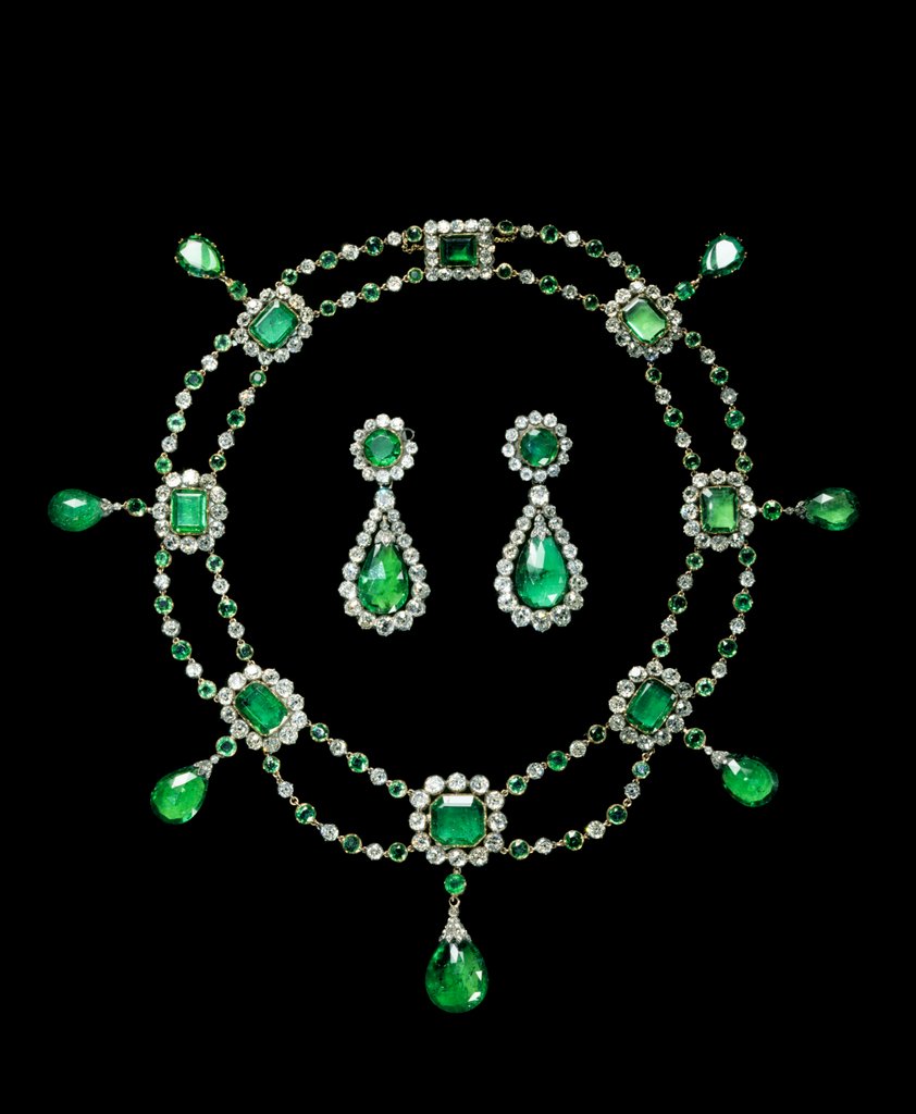 Detail of Necklace and earrings by Unknown