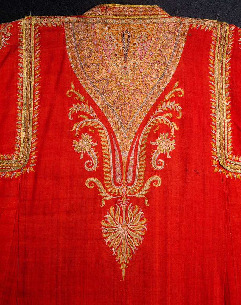 Detail of Costume textile with paisley design detail of panel on back by Unknown
