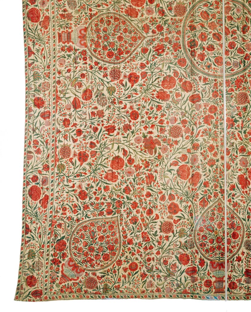 Detail of Palampore with floral design by Anonymous