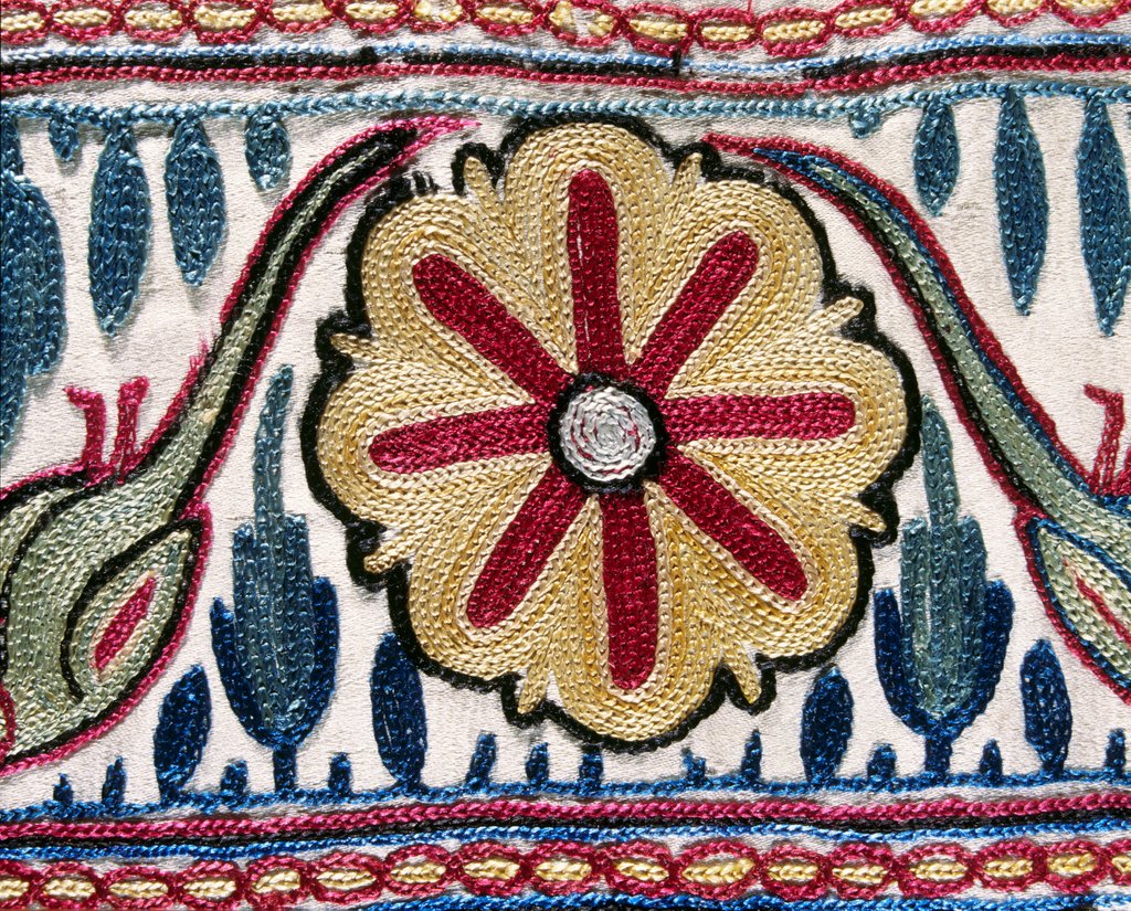 Detail of Embroidered textile, detail. Gujarat, India, early 20th century by Unknown