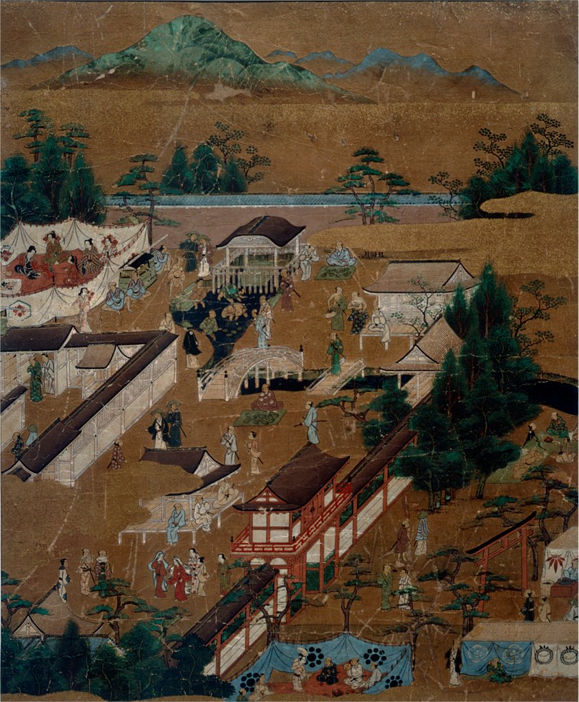 Detail of Shimo-gamo Shrine, from the Famous Places in Kyoto series by Unknown