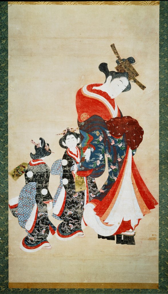 Detail of A parading courtesan. Japan, mid-18th century by Unknown