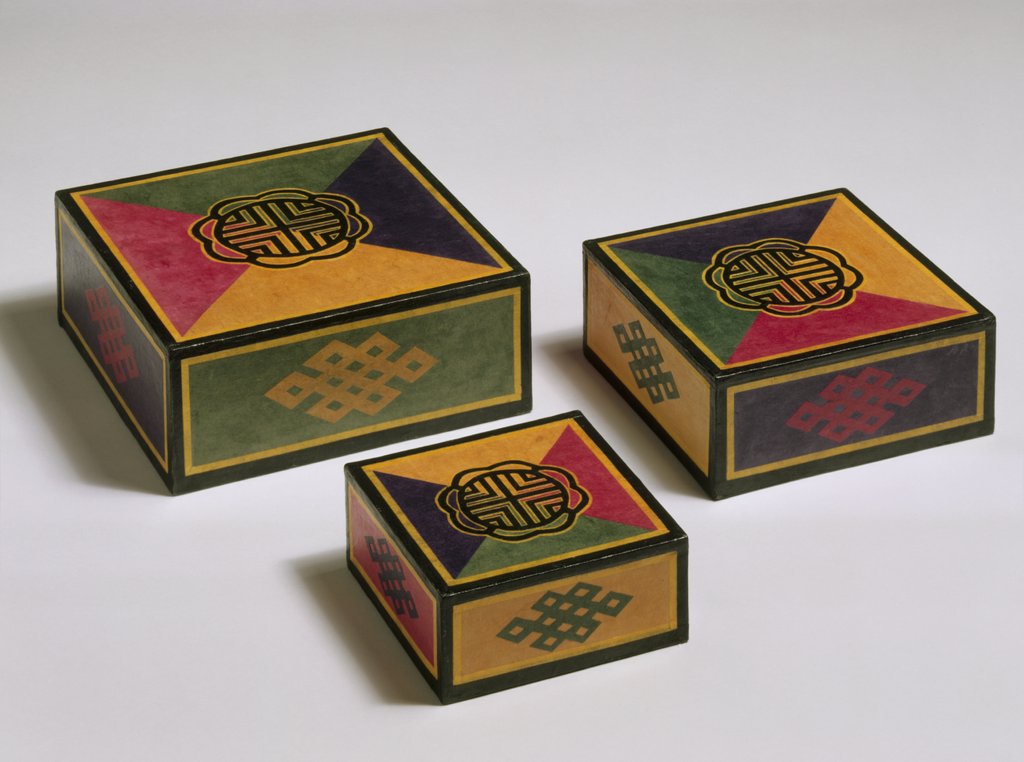 Detail of Group of three square boxes by Jin-sun Kim