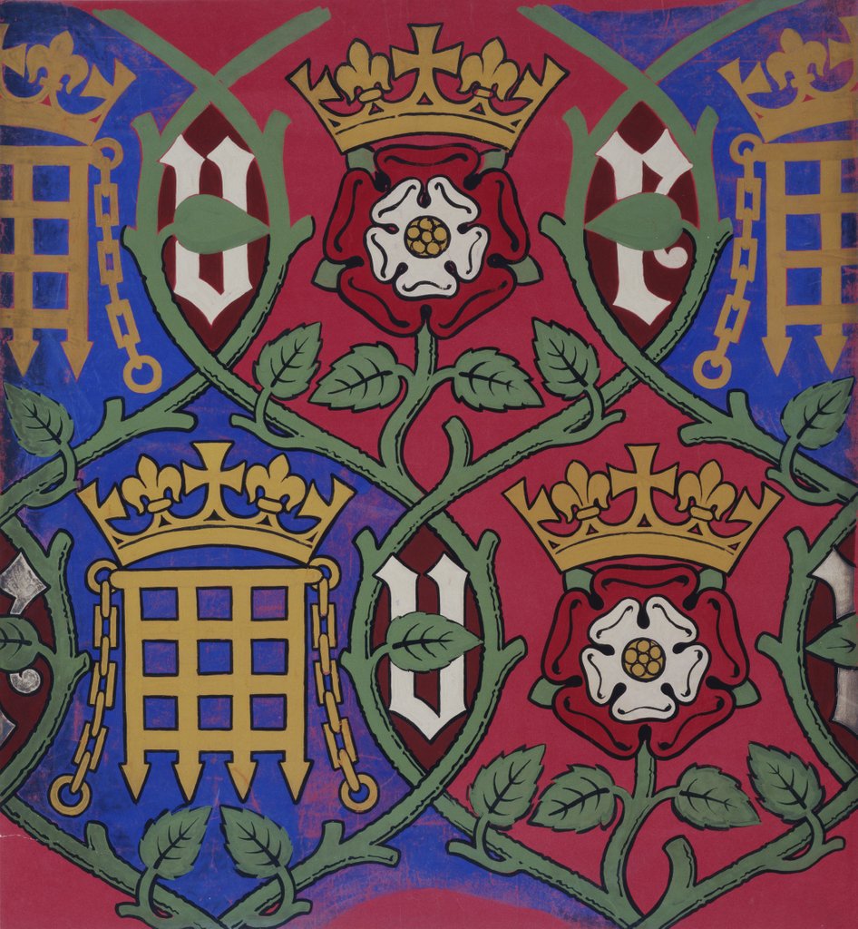 Detail of Wallpaper design for the Houses of Parliament by Augustus Welby Northmore Pugin
