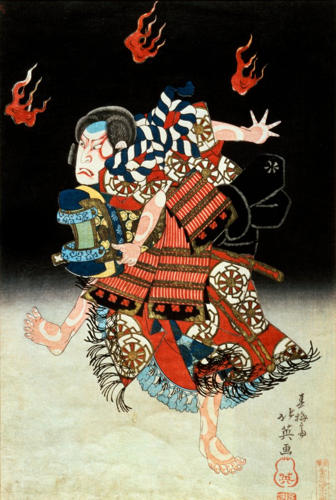 Detail of Nakamura Shikan II as Tadanobu by Shunbaisai Hokuei