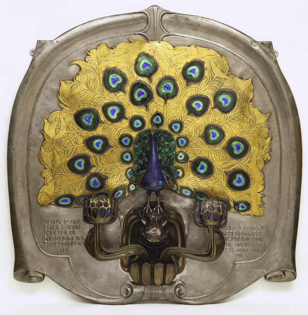 Detail of Peacock Sconce by Alexander Fisher