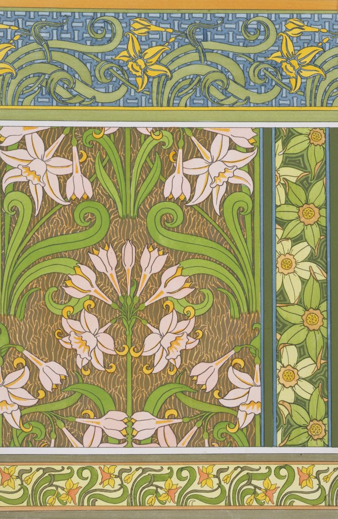 Detail of Jonquil wallpaper by Eugene Grasset