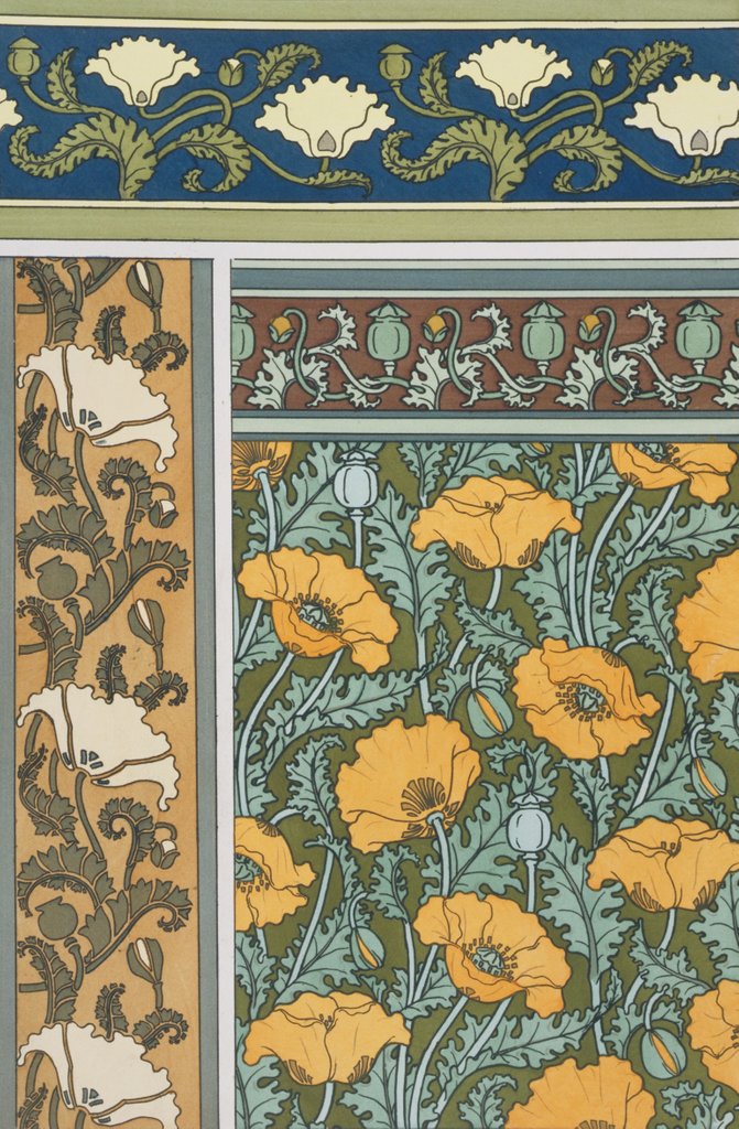 Detail of Poppies wallpaper by Eugene Grasset