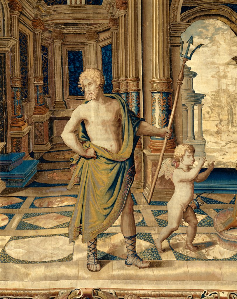 Detail of Neptune and Cupid Plead for the Lovers, detail by Mortlake Tapestry Factory