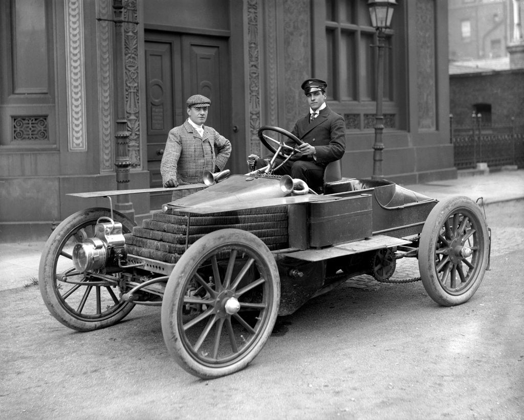 Detail of Graham White in racing car by Lafayette Portrait Studios