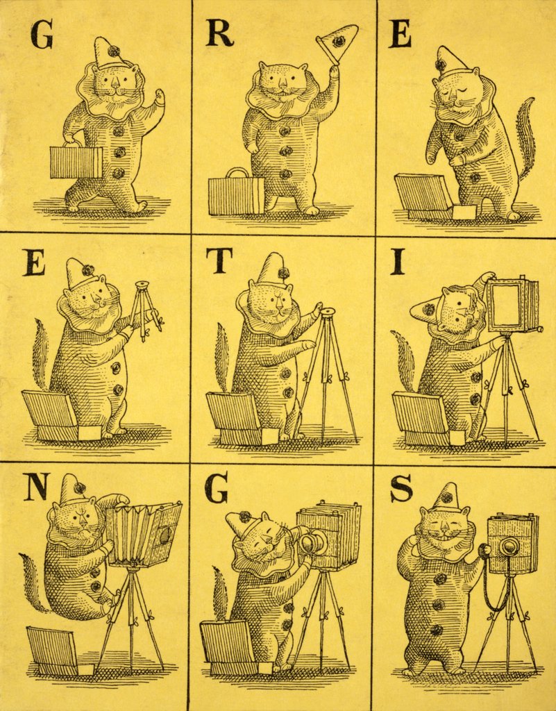 Detail of Clown Cat with Camera Christmas card by Anonymous