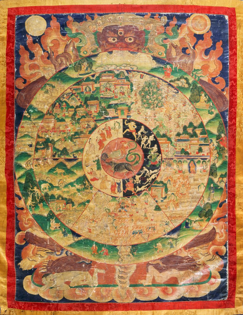 Detail of Tangka, The Wheel of Life. Tibet, 20th century by Anonymous