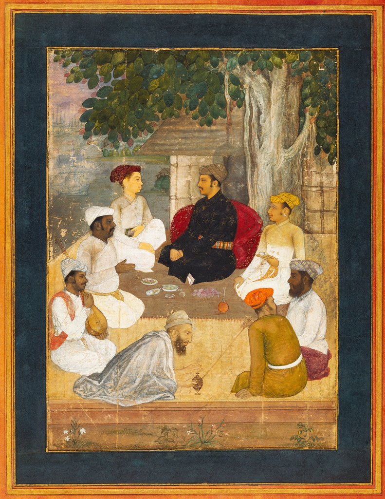 Detail of Prince and Companions. Miniature painting. India, early 17th century by Unknown