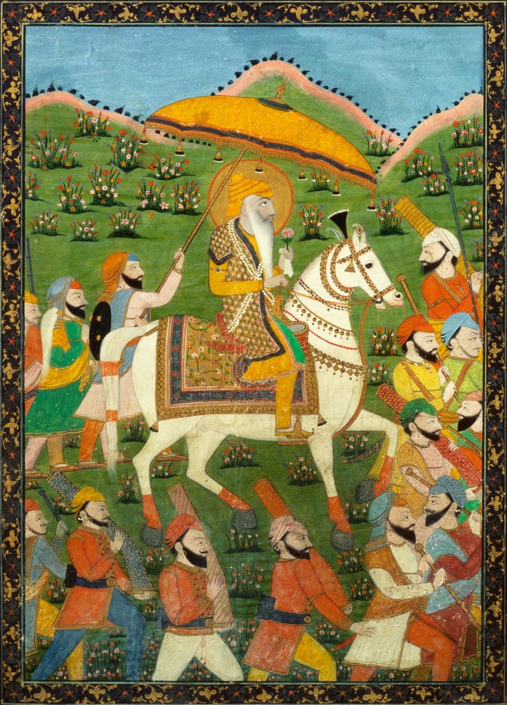 Detail of Maharaja Ranji Singh riding a white horse. India, 19th century by Unknown