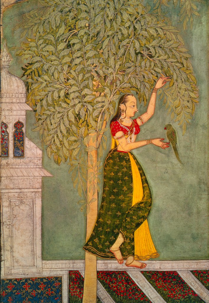 Detail of Woman with a parrot. India, 18th century by Unknown