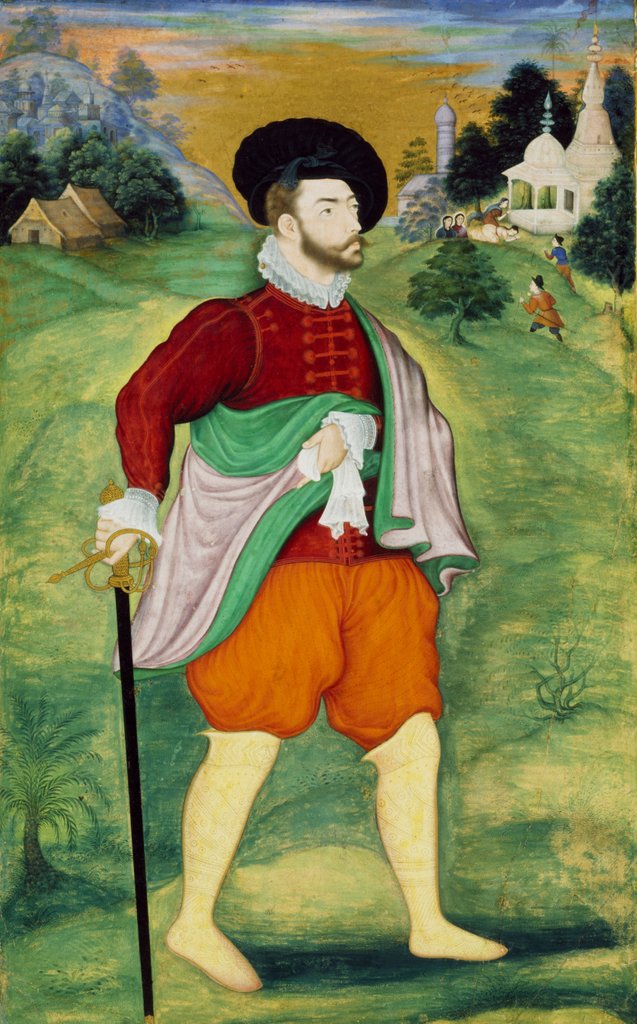 Detail of A European Traveller. India, late 16th century by Unknown