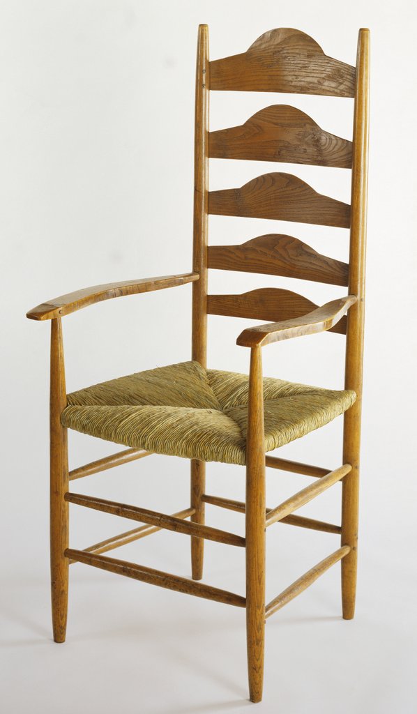 Detail of Ladder backed armchair by Ernest William Gimson