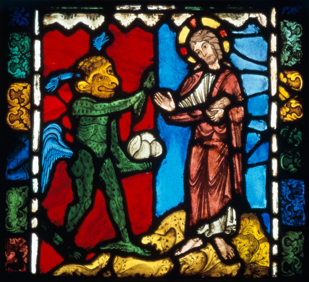 Detail of Christ's Temptation in the Wilderness. Troyes, France, early 13th century by Unknown
