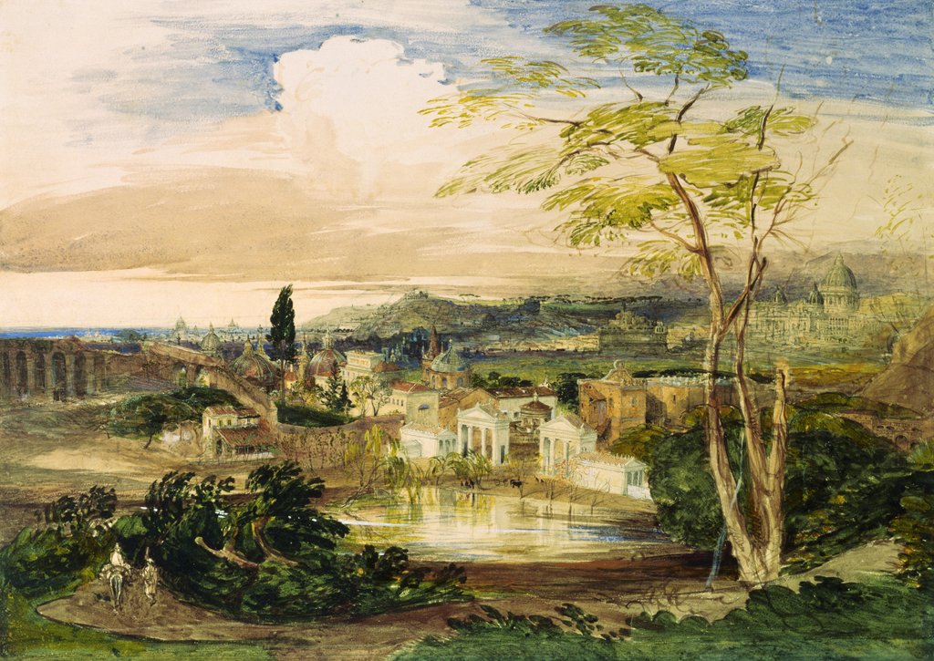 Detail of Rome from Borghese Gardens by Samuel Palmer