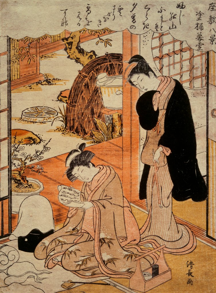Detail of A Young Girl Reading a Letter by Torii Kiyonaga