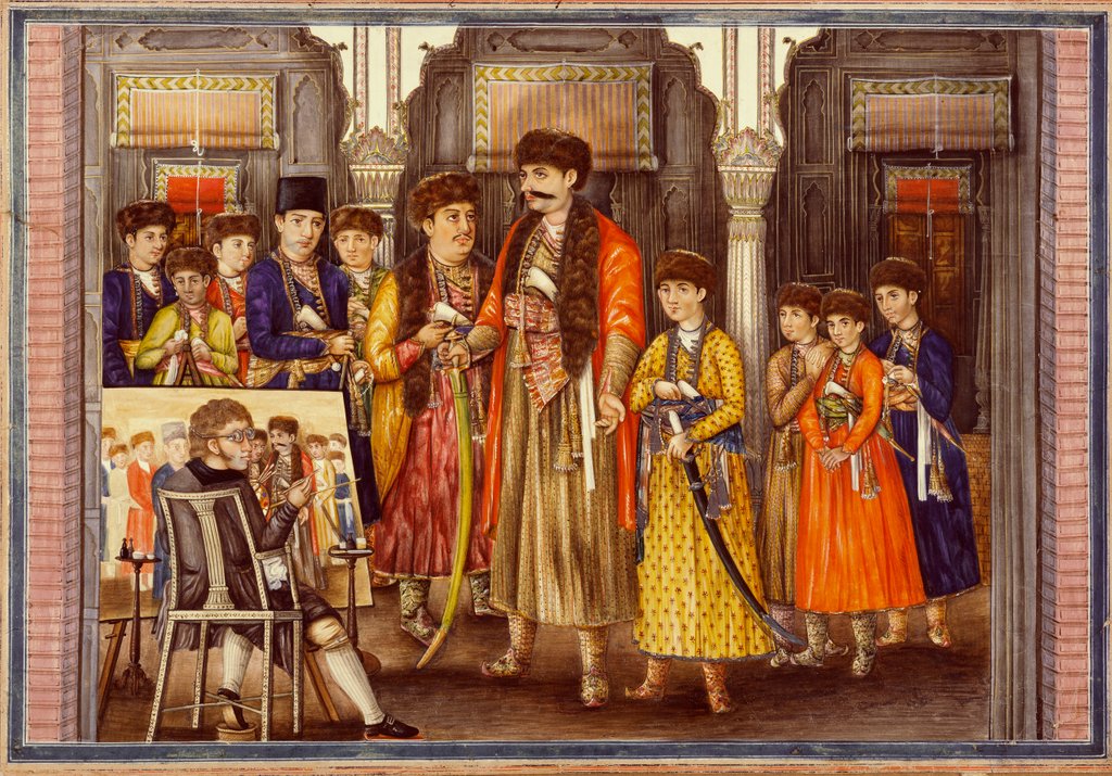 Detail of Tilly Kettle painting the portraits of Shuja ud-Daula and his 10 sons. Lucknow, India, early 19th century by Unknown