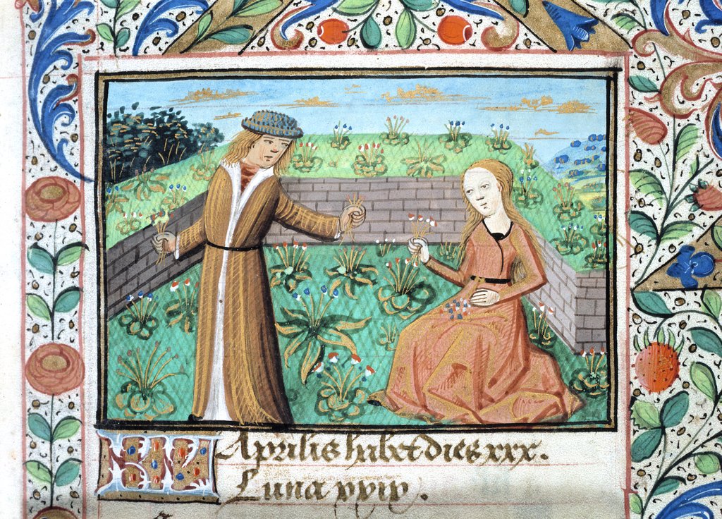 Detail of April, from The Playfair Book of Hours. France, late 15th century by Anonymous