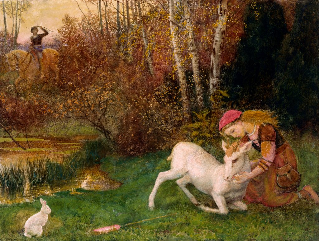 Detail of The White Hind by Arthur Hughes