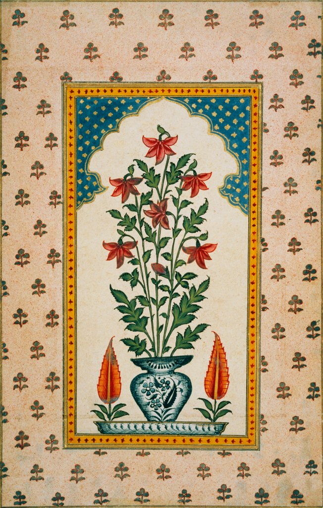 Detail of Flowers in a Blue and White Vase. Deccan Hyderabad, India, c.1750 by Unknown