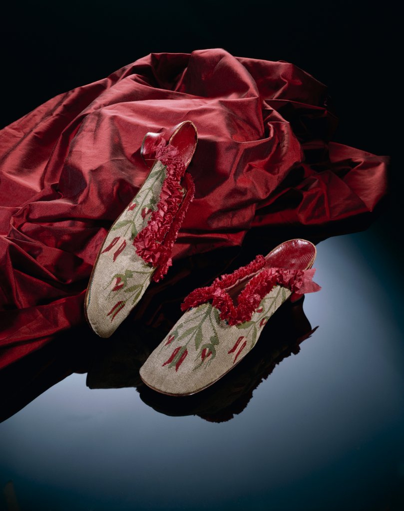 Detail of Pair of women's mules. France, late 19th century by Unknown