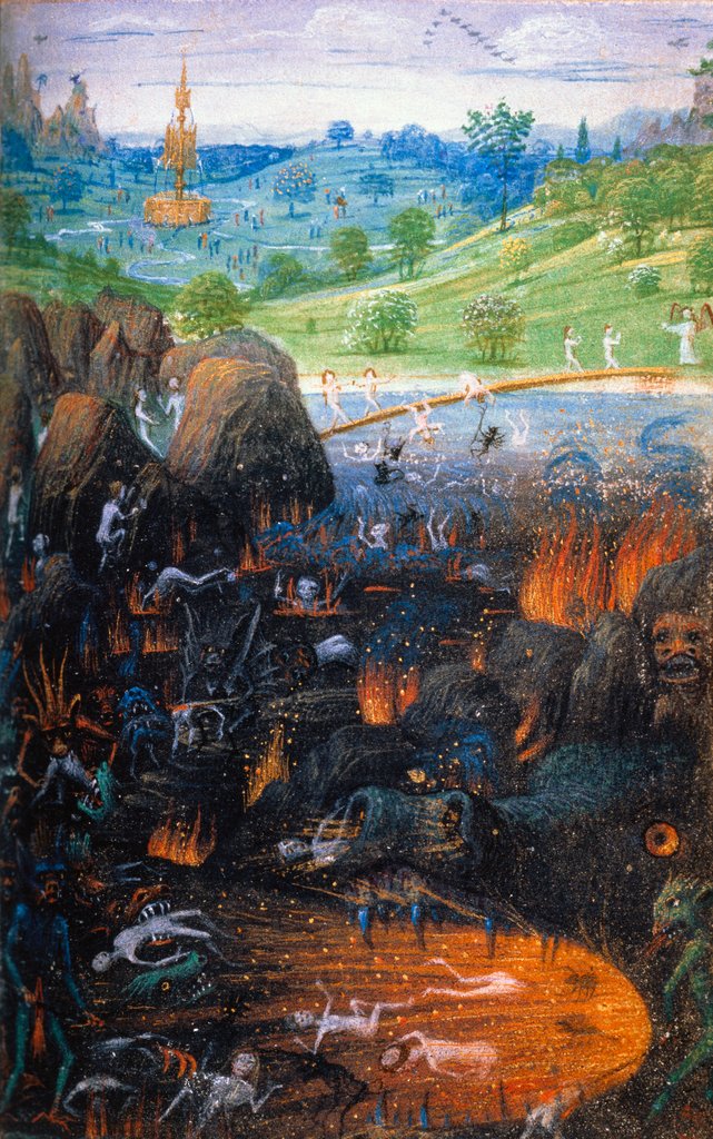 Detail of Hell's Mouth with Bridge to Paradise by Simon Marmion