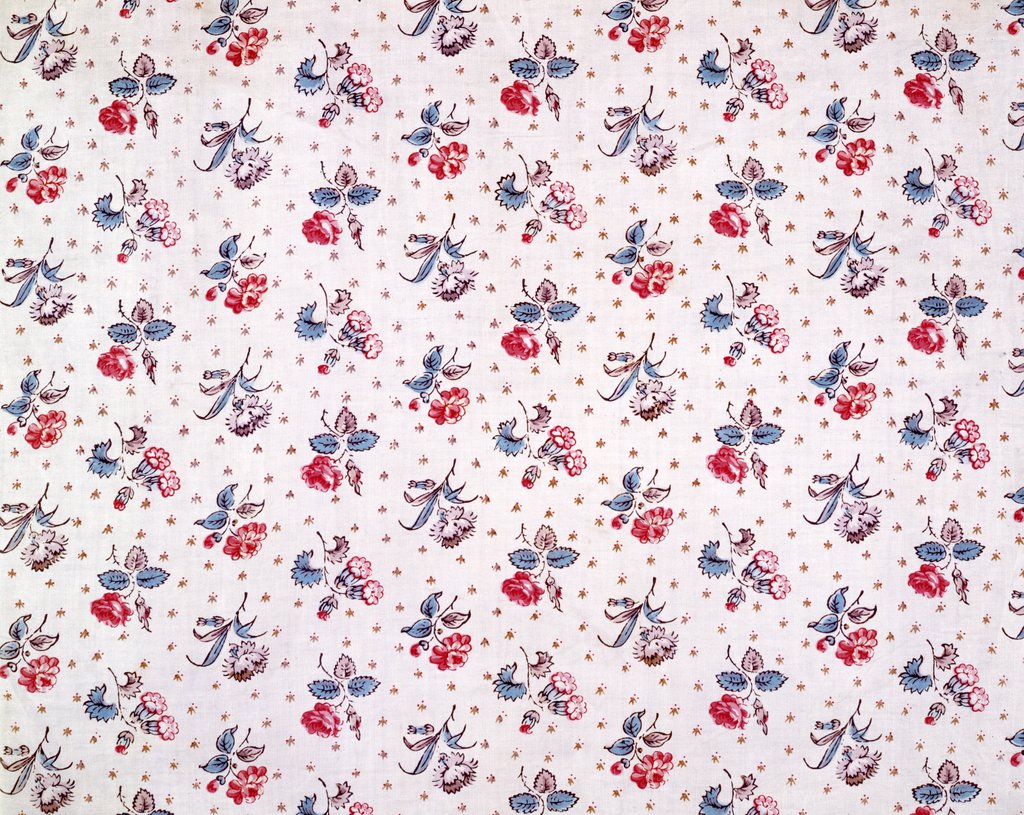 Detail of Printed fabric with tiny little sprigs of flowers by Unknown