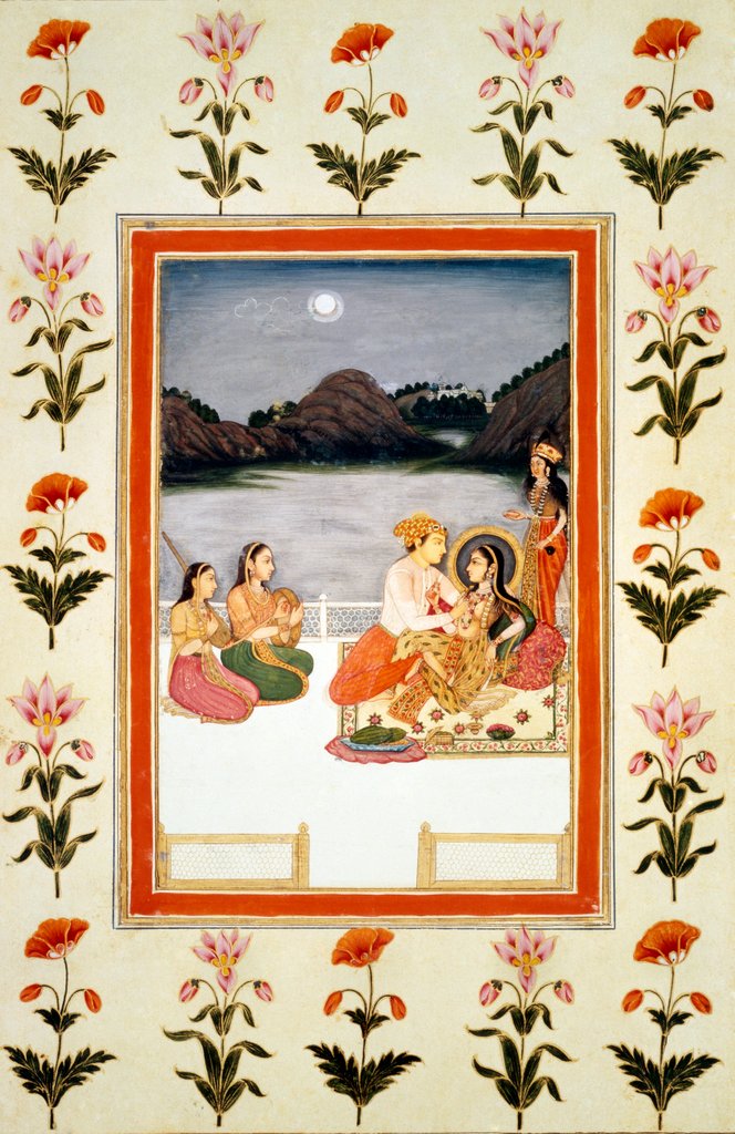 Detail of Lovers on a Lakeside Terrace. India, c.1750 by Unknown