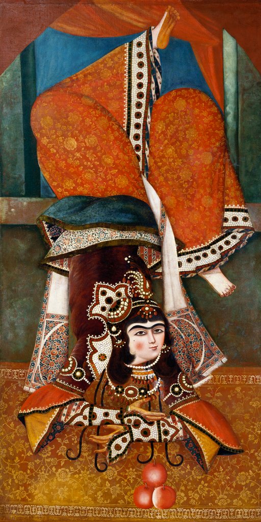 Detail of Lady acrobat performing a tumble. Iran, early 19th century by Unknown