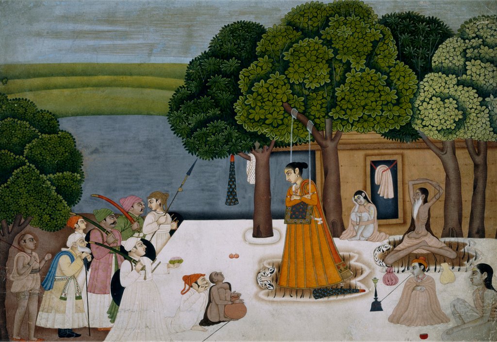Detail of A Prince and attendants visiting a noble Yogini at an Ashram. India, mid-18th century by Unknown