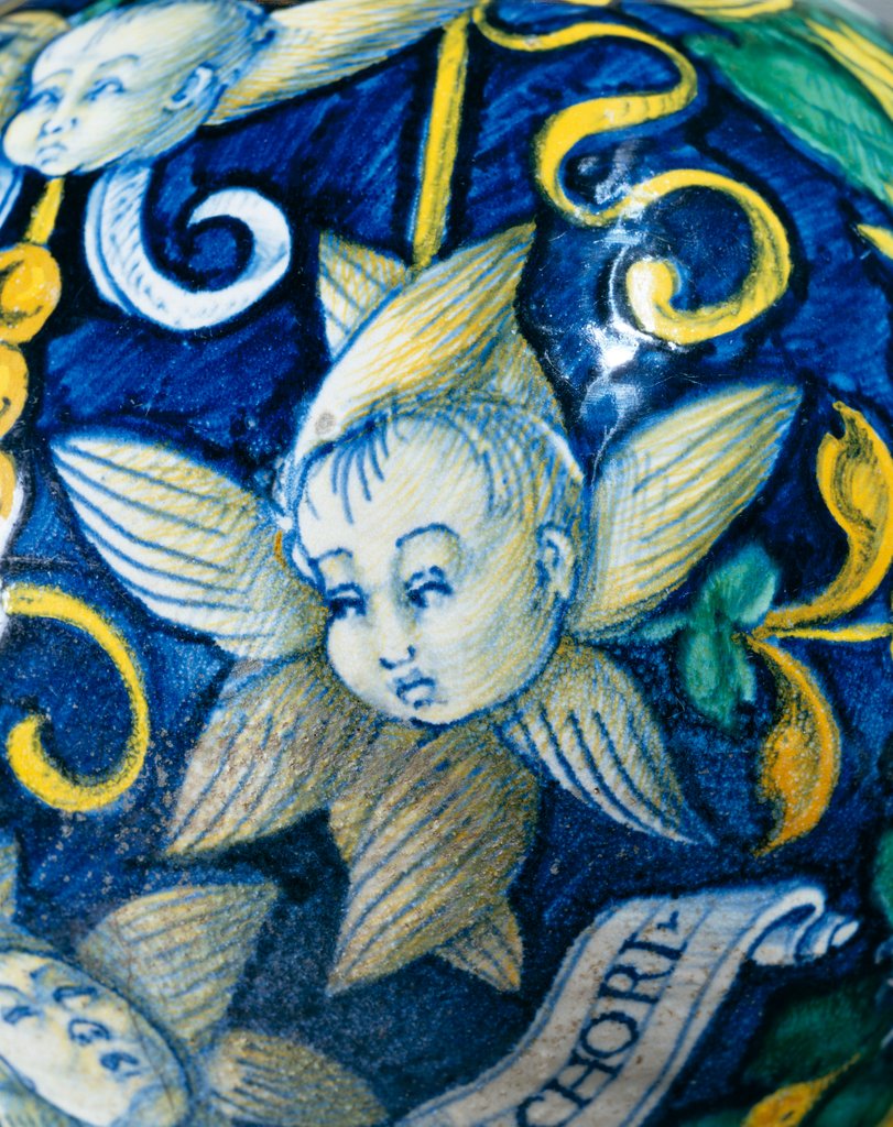 Detail of Drug jar, detail. Italy, early 16th century by Unknown