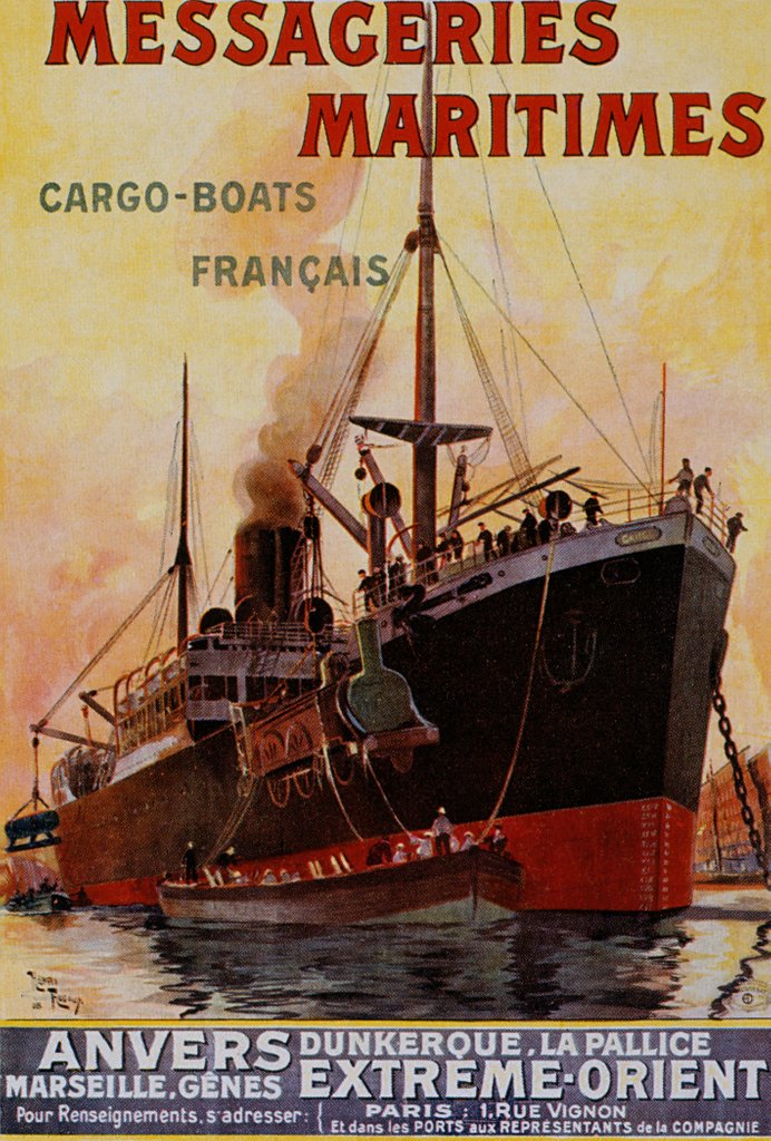 Detail of Messageries Maritimes advertising french cargo boats by Unknown