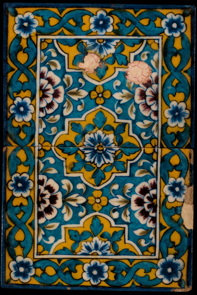 Detail of Painted tiles. Jaipur, India, late 19th century by Unknown