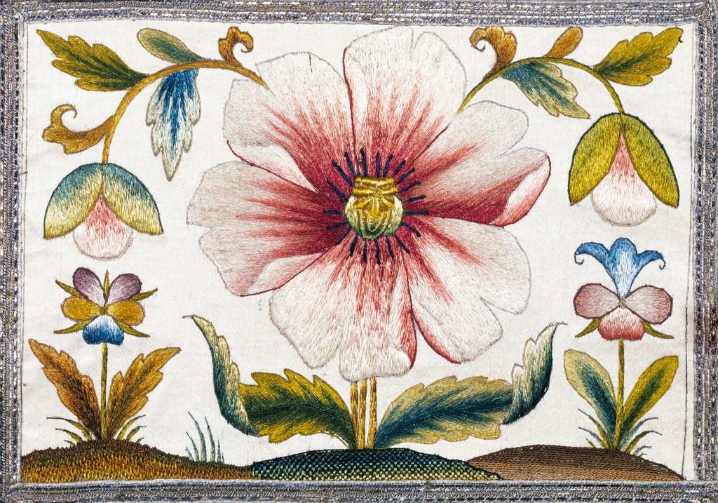 Detail of Marigold and poppy flowers. England, late 17th century by Anonymous
