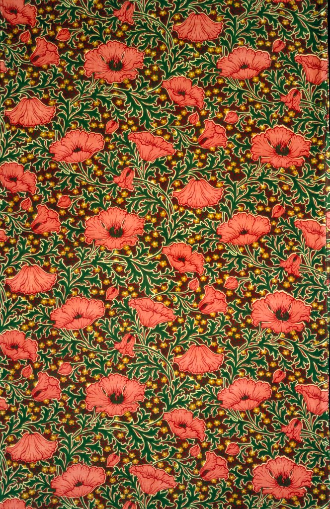 Detail of Poppies fabric design by Unknown