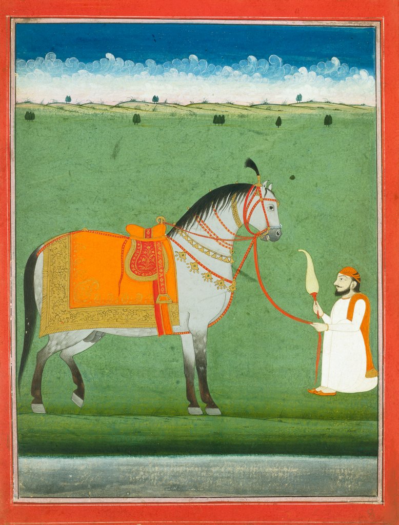 Detail of Groom holding a saddled horse. Punjab Plains, Pakistan, mid-19th century by Unknown