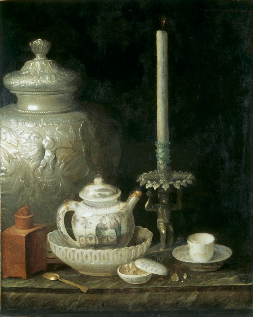 Detail of Still Life with a teapot by Pieter van Roestraten