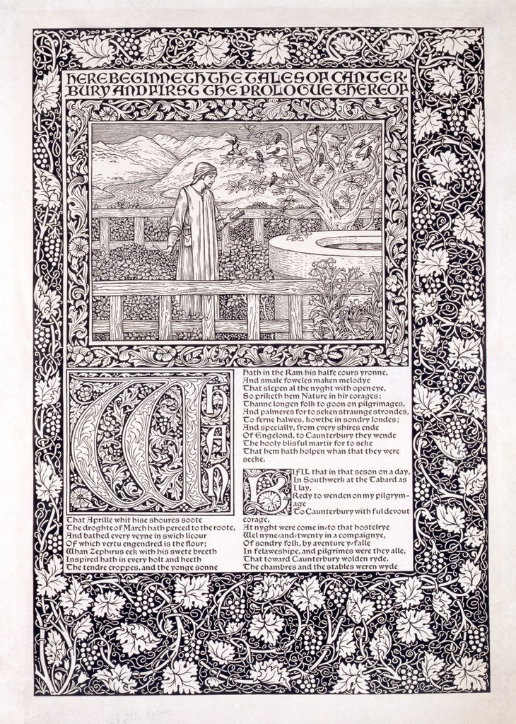 Detail of Trial page from The Canterbury Tales by William Morris