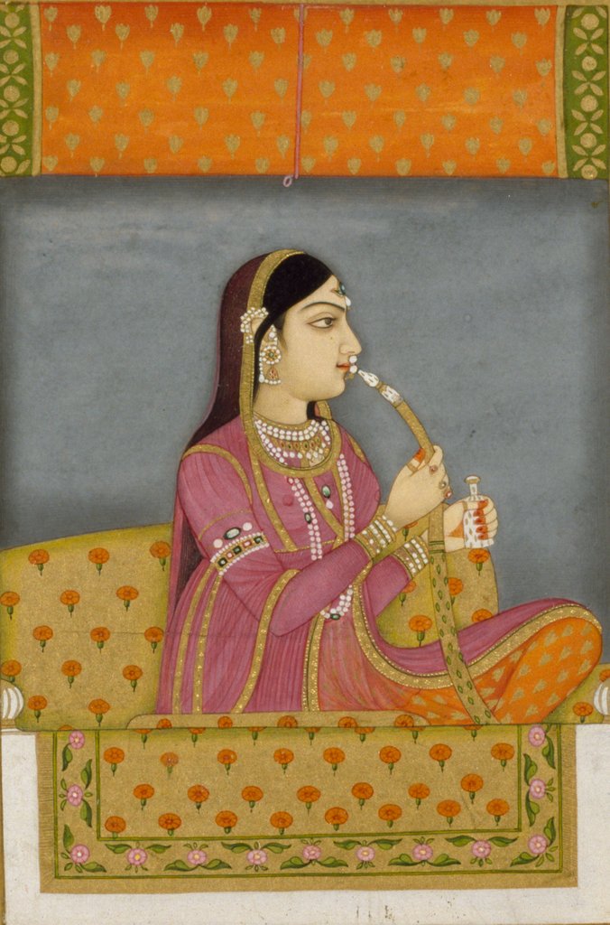 Detail of A Lady smoking a Huqqa by Unknown