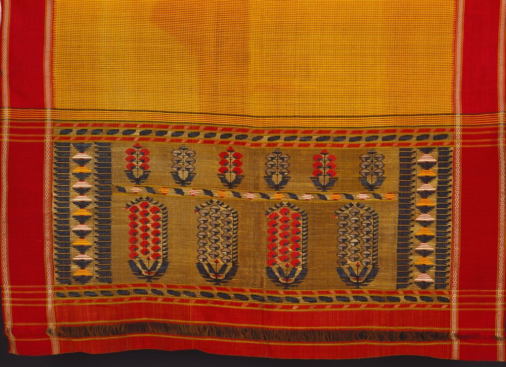 Detail of Silk sari, detail. Thanjavur, India, mid-19th century by Unknown
