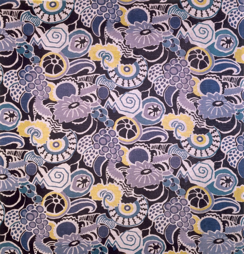Detail of Grapes and flowers dress fabric by George Sheringham